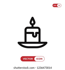 Candle icon. Light,fire symbol. Flat vector sign isolated on white background. Simple vector illustration for graphic and web design.
