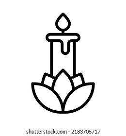 Candle Icon. Line Art Style Design Isolated On White Background