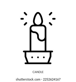 icono de vela. Diseño De Estilo De Arte De Línea Aislado En Fondo Blanco