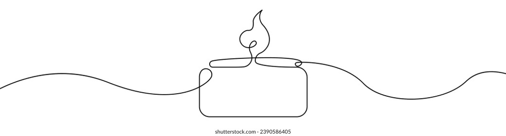 Candle icon line continuous drawing vector. One line Candle tablet icon vector background. Church fire logo icon. Continuous outline of burning candle.