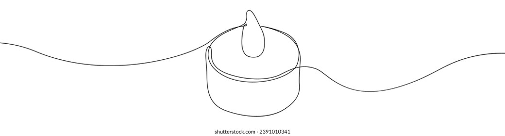 Candle icon line continuous drawing vector. One line Electric safe candle icon vector background. Set of burning candles icon. Continuous outline of Wax, paraffin candle.