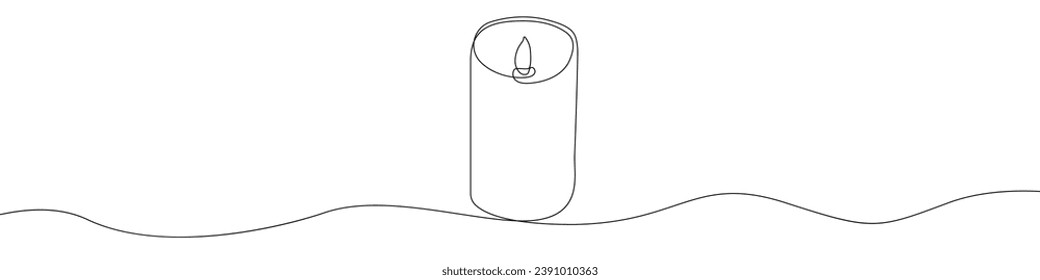 Candle icon line continuous drawing vector. One line Electric safe candle icon vector background. Set of burning candles icon. Continuous outline of Wax, paraffin candle.