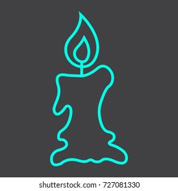 Candle icon line icon, halloween and scary, easter sign vector graphics, a linear pattern on a black background, eps 10.
