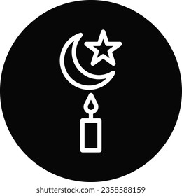 Candle icon line rounded black white colour ramadan illustration vector element and symbol perfect.