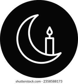 Candle icon line rounded black white colour ramadan illustration vector element and symbol perfect.