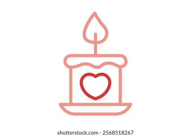 Candle icon. line icon style. icon related to party, valentine. valentine day elements vector illustration