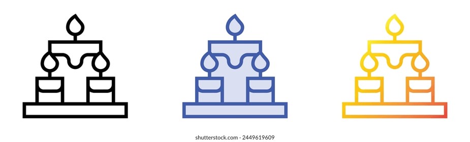 candle icon. Linear, Blue Fill and Gradient Style Design Isolated On White Background