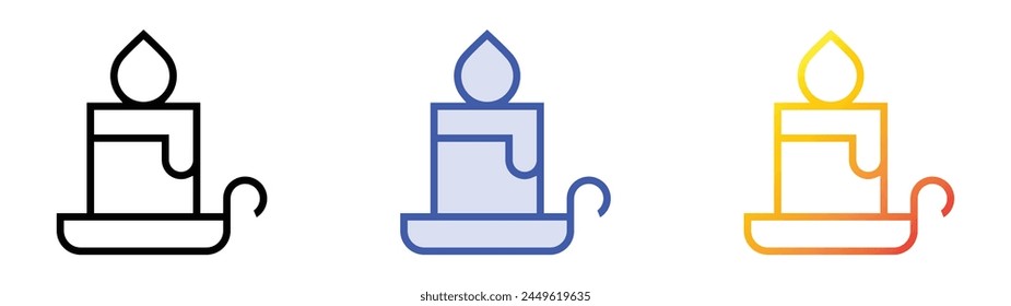 candle icon. Linear, Blue Fill and Gradient Style Design Isolated On White Background