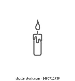 Candle icon in linear style on white background. Editable stroke. Vector illustration.