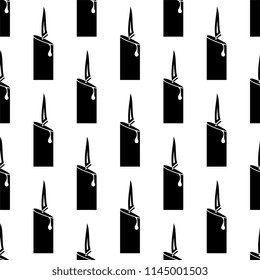 Candle Icon, Lit Candle Icon Seamless Pattern Vector Art Illustration