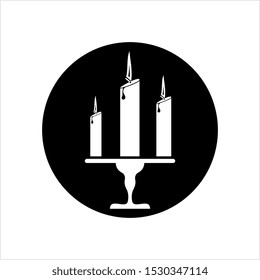 Candle Icon, Lit Candle Icon Vector Art Illustration