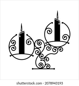 Candle Icon, Lit Candle Icon Vektorgrafik Illustration