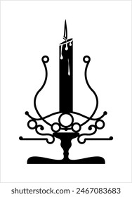 Candle Icon, Lit Candle Icon Vector Art Illustration