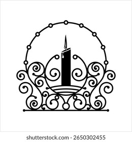 Candle Icon, Lit Candle Icon Vector Art Illustration