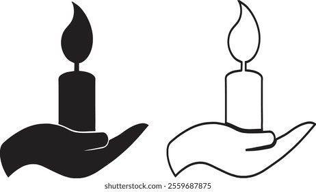  Candle icon logo vector isolated illustration on a white background. Candle vector icon . Candles flaming flat icons. Candle silhouettes