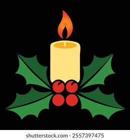 Candle icon. Merry Christmas season decoration figure theme. Colorful design. Vector illustration
