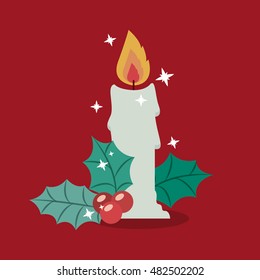Candle icon. Merry Christmas season decoration figure theme. Colorful design. Vector illustration