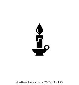 Candle Icon On Holder Silhouette Vector Design Element Decoration And Illustration