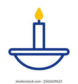 candle icon outline blue yellow style ramadan illustration vector element and symbol perfect. Icon sign from modern collection for web.