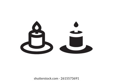Candle icon in outline and filled style Vector