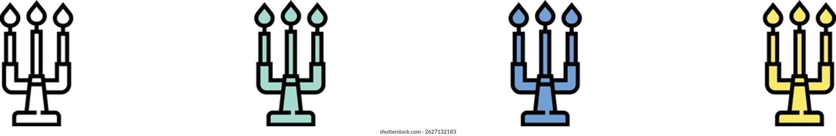 candle icon. Outline, Green, Blue and Yellow Style Design Isolated On White Background