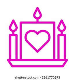 candle icon outline pink style valentine illustration vector element and symbol perfect. Icon sign from modern collection for web.