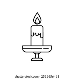 candle icon. Outline style design isolated on white background