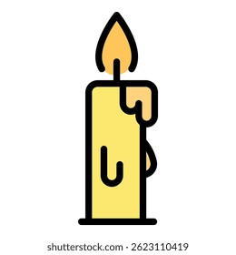 Candle icon. Outline candle vector icon color flat isolated