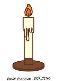 candle icon over white background, colorful design. vector illutration