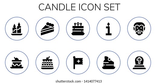 candle icon set. 10 filled candle icons.  Simple modern icons about  - Candle, Cake, Christian, Birthday, Dracula, Cemetery