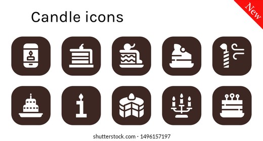 candle icon set. 10 filled candle icons.  Simple modern icons about  - Candle, Cake, Birthday