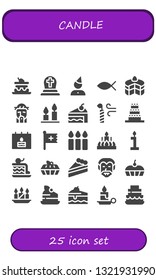 candle icon set. 25 filled candle icons.  Collection Of - Cake, Cemetery, Birthday, Christianity, Jesus, Candles, Candle, Christian, Dracula
