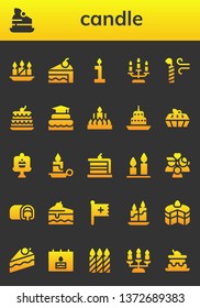 candle icon set. 26 filled candle icons.  
