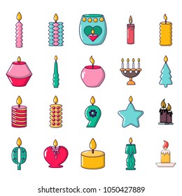 Candle icon set. Cartoon set of candle vector icons for web design isolated on white background