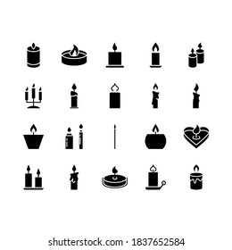 Candle icon set. Flat icons Christmas candles isolated on white background.