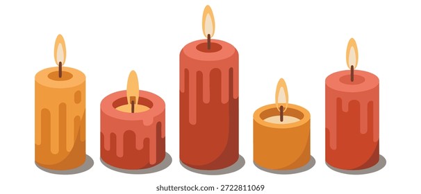 Kerze Symbol Set Illustration in flachen modernen Stil
