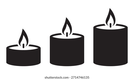 Conjunto de iconos de velas para diseño de interiores y atmósfera