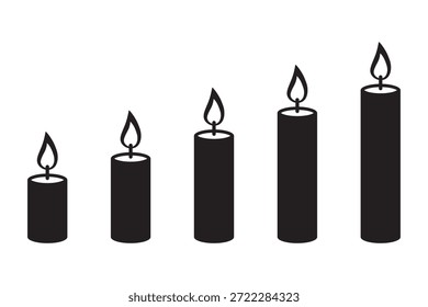 Candle Icon Set, Interior Design, Cozy Atmosphere and Decor Symbols