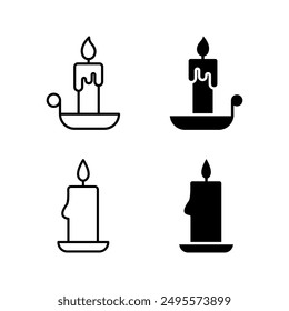 Candle icon set, logo isolated colo editable