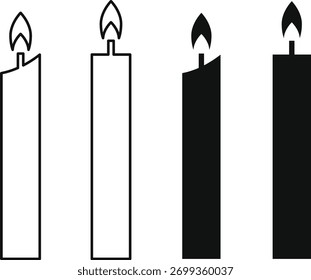 Conjunto de iconos de vela. Símbolos de interfaz de relajación