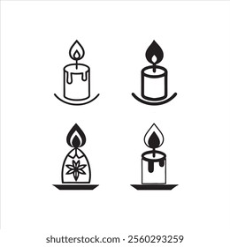 Candle icon set. Candle icon   silhouette vector isolated. Elegant Set Candle Silhouettes: Vector Collection. 