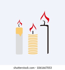 Candle Icon set in trendy flat style isolated on grey background. Memorial symbol for your web site design, logo, app, UI. Vector illustration, EPS10. Yom HaShoah icons celebrating