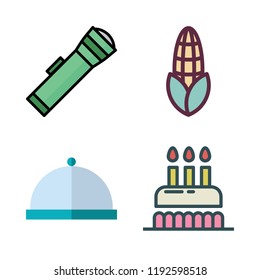 candle icon set. vector set about chestnut icon, dinner, birthday cake and lantern icons set.