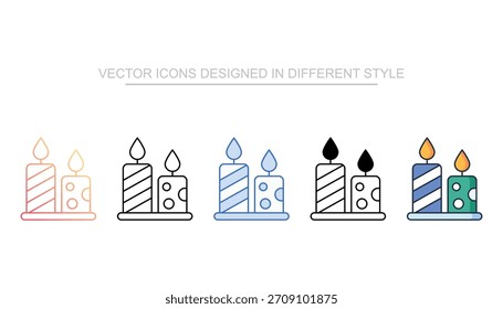 Icono de vela conjunto de Vector stock con fondo blanco