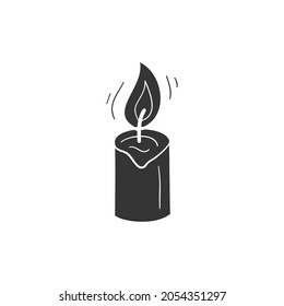 Candle Icon Silhouette Illustration. Church Light Vector Graphic Pictogram Symbol Clip Art. Doodle Sketch Black Sign.