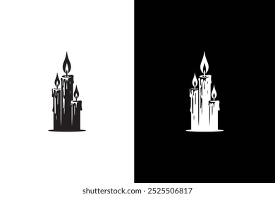 Silueta del icono de la vela. Vector del fondo negro blanco de la vela