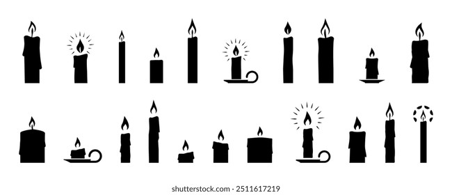 Candle icon. Candle silhouettes. Celebration decoration in silhouettes style. Vector