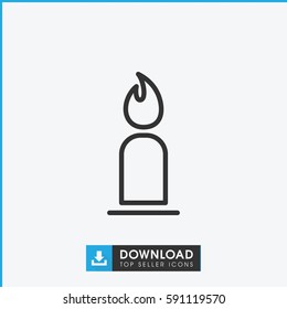 candle icon. Simple outline candle vector icon. On white background.