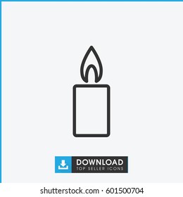 candle icon. simple outline candle vector icon. on white background.