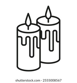 Candle icon Simple thin line flat symbol